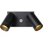 Lucide TAYLOR - Wandspot / Wandlamp Binnen/Buiten - 2xGU10 - IP54 - Bewegingssensor - Zwart