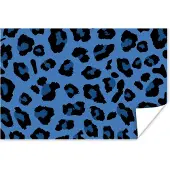 PosterMonkey Poster Dierenprint - Blauw - Panter - 90x60 cm
