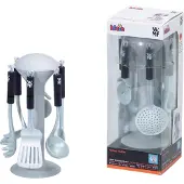 Klein Toys WMF bestekhouder - pizzasnijder, schuimspaan, bakschep, pasta-, meng-, en opscheplepel - duurzaam plastic - grijs zwart