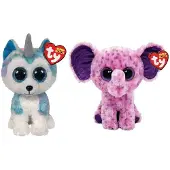 TY - Knuffel - Beanie Boo's - Helena Husky & Eva Elephant