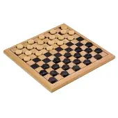 Longfield Games Damset compleet – Damstenen van Berkenhout Ø 30 mm – Bord 29 x 29 cm – Luxe Dambord voor Beginners & Gevorderden –