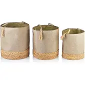 Mondex | Set van 3 manden Amp polyester beige 42x42x46 cm opbergmanden | NADUVI
