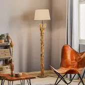 ONLI Vloerlamp Agar, crème / amber, Woon-/ Eetkamer, Textiel / Stof / Zijde, vloerlamp