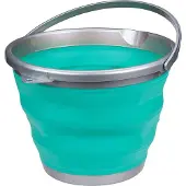 Abbey camp Opvouwbare Emmer - 15 Liter - Groen/Grijs - Met Handvat - Compact Opvouwbaar