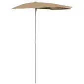 vidaXL Parasol half met paal 180x90 cm taupe