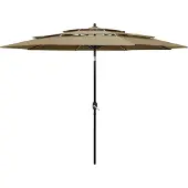 vidaXL Parasol 3-laags met aluminium paal 3 m taupe
