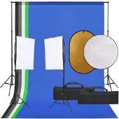 vidaXL Fotostudioset met verlichtingsset, achtergrond en reflector