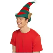 Smiffys Dressing Up & Costumes | Costumes - Christmas - Elf Hat, Green With Red Stripes
