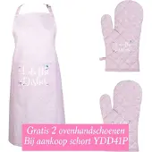 Clayre & Eef | GRATIS 2 ovenhandschoenen bij aankoop Keukenschort Roze | YDD41P44P