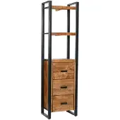 LivingFurn boekenkasten nairobi 3 laden 200cm mangohout