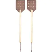 Esschert Design 2x stuks vliegenmeppers hout/leer 52 cm - Vliegenmeppers - Ongediertebestrijding