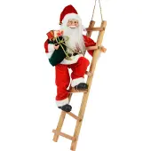 Nampook Kerstman op Trap - Staand - 65cm - Rood