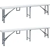 vidaXL Tuinbanken inklapbaar 2 st 180 cm HDPE wit