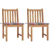 vidaXL Tuinstoelen 2 st met kussens massief teakhout