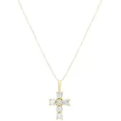 Lucardi Dames 9 Karaat ketting met hanger kruis met zirkonia - Ketting - 9 Karaat - Goudkleurig - 46 cm