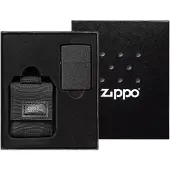 Zippo Tactical Black Pouch and Black Crackle Windproof 49402-000002, aansteker gift set