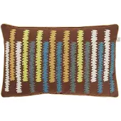 Dutch decor - ORIN - Sierkussen 30x50 cm - groen - bruin - blauw - geborduurd dessin - retro