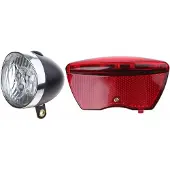 Ikzi Light Ikzilight Retro fietsverlichtingsset - 3x LED koplamp en 5x LED achterlicht - Zwart - Batterij - Waterdicht - Standlichtfunctie