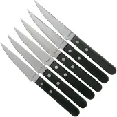 Amefa Pizza 6-delige Steakmessenset serie 7000– Vlijmscherp – Micro-Serration – 13/0 Messenstaal – Zwart Handvat – Cadeauverpakking