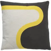 Dutch decor - NINA - Kussenhoes 45x45 cm - zwart en wit - gele streep - retro dessin