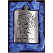 Benza Zakfles - Heupfles met Schroefdop - RVS - 50 jaar Sarah (inhoud 210 ml)