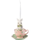 Clayre & Eef Multi Decoratie hanger konijn Ø 9*11 cm 6PR2175