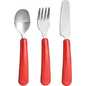 Trudeau bestekset Leon junior 12 cm PP/RVS rood 3-delig