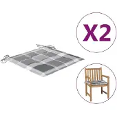 vidaXL Tuinstoelkussens 2 st 50x50x4 cm oxford stof ruitpatroon grijs