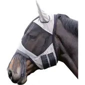 HKM Vliegenmasker met neus franjes Silver/Grey - Full - Vliegendeken