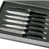 Laguiole set van 6 steakmessen zwart hoorn, T62MINBN
