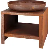 Esschert Design vuurschaal met houtopslag 62 cm roestkleurig