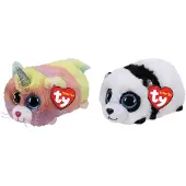 TY - Knuffel - Teeny Ty's - Heather Cat & Bamboo Panda