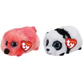TY - Knuffel - Teeny Ty's - Gilda Flamingo & Bamboo Panda