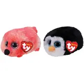 TY - Knuffel - Teeny Ty's - Gilda Flamingo & Waddles Penguin