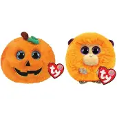 TY - Knuffel - Teeny Puffies - Halloween Pumpkin & Coconut Monkey