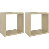 vidaXL Wandschappen kubus 2 st 26x15x26 cm sonoma eikenkleurig