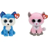 TY - Knuffel - Beanie Boo's - Prince Husky & Fiona Pink Cat