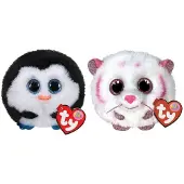 TY - Knuffel - Teeny Puffies - Waddles Penguin & Tabor Tiger