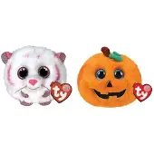 TY - Knuffel - Teeny Puffies - Tabor Tiger & Halloween Pumpkin