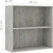 vidaXL Boekenkast met 2 schappen 80x30x76,5 cm bewerkt hout betongrijs