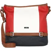 Tom Tailor Schoudertas 'Juna' navy / bruin / rood / wit