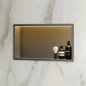 Saniclear Lucio inbouwnis met LED verlichting 60x30cm gun metal PVD