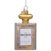 Vondels Ornament glass transparent oil perfume w/glitters H10cm