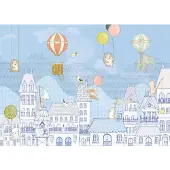 Overig Fotobehang Rooftop Ralley - Blauw - 2,50m X 350cm
