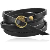 LGT JWLS Leren Wikkelarmband LGT Jewels Verstelbaar Zwart