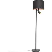 QAZQA Vloerlamp zwart met witte binnenkant en leeslamp - Jelena