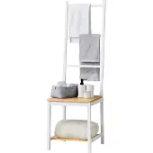 En.casa Dressboy Juuka bamboe 133x40x42 cm wit en houtkleurig