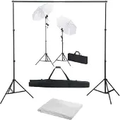 vidaXL Fotostudioset met achtergrond, lampen en paraplu's