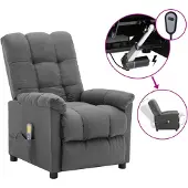 vidaXL Massagestoel elektrisch stof lichtgrijs