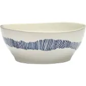 Serax Feast Bowl 18 Cm / Blue Striped - Serveerkommen Steengoed White - B8921010B